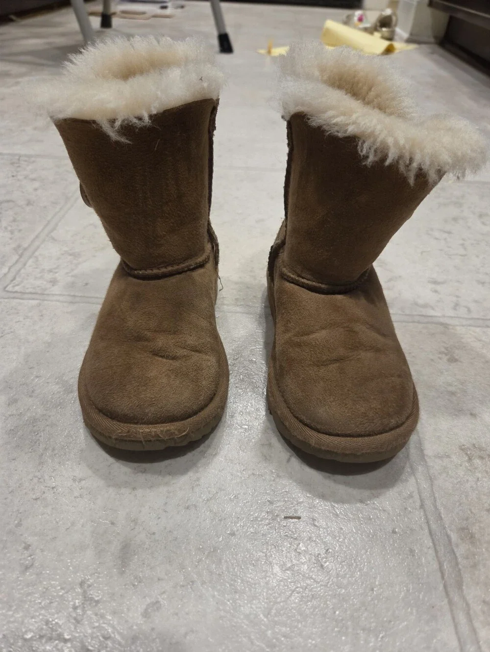 Kids Ugg Bailey Button Cozy Shearling-Lined Winter Boots - Brown